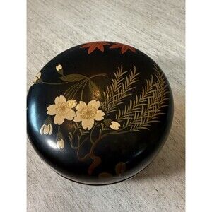 Japanese Natsume Tea Caddy Makie Gold Lacquer Tea Ceremony Sakura Cherry Blossom